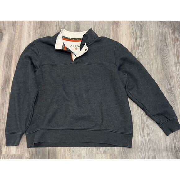Orvis Men's Signature Quarter 1/4 Snap Sweatshirt Gray Pullover XXLarge - Picture 5 of 8